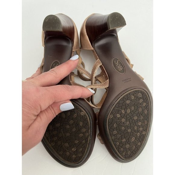 Soft Womens Solana Sandal 7 W Wide Buckle Strappy Heels Brown Leather G… - Picture 10 of 10